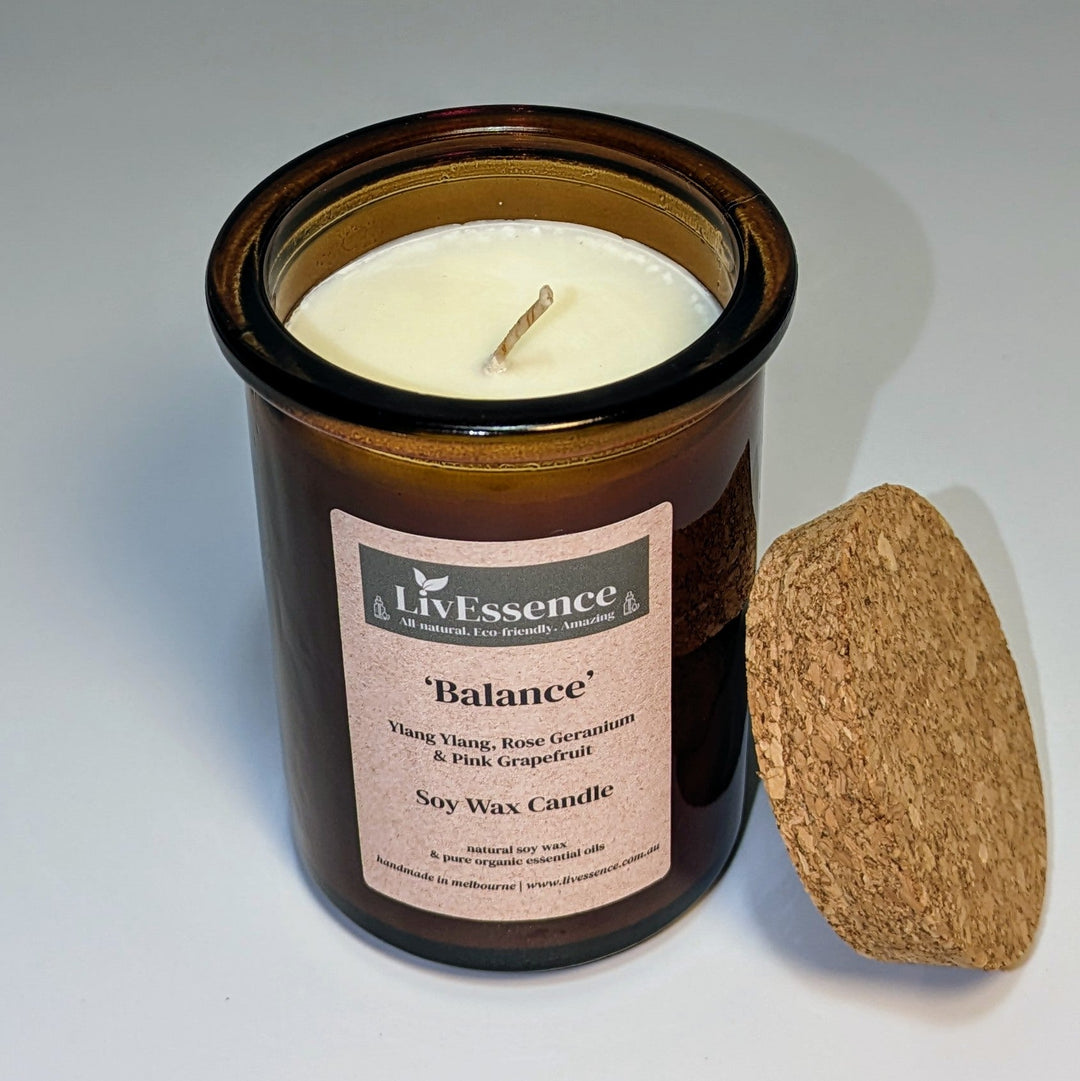 BALANCE - Soy wax candle in Apothecary glass - LivEssence