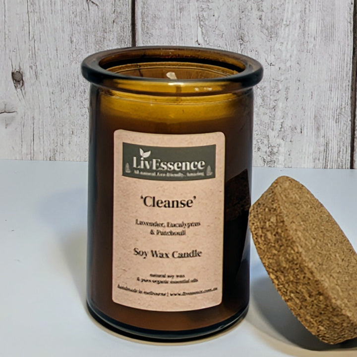 CLEANSE - Soy wax candle in Apothecary glass - LivEssence