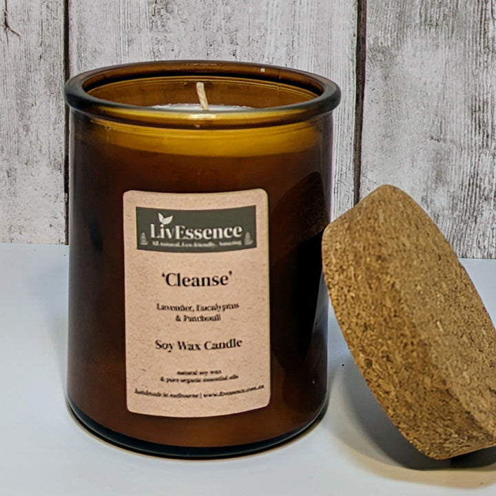 CLEANSE - Soy wax candle in Apothecary glass - LivEssence