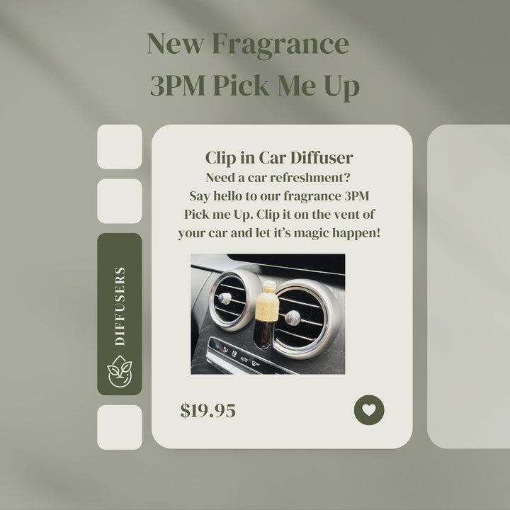 Clip In Car Diffuser with Essential Oils - 3PM Pick me Up - LivEssence