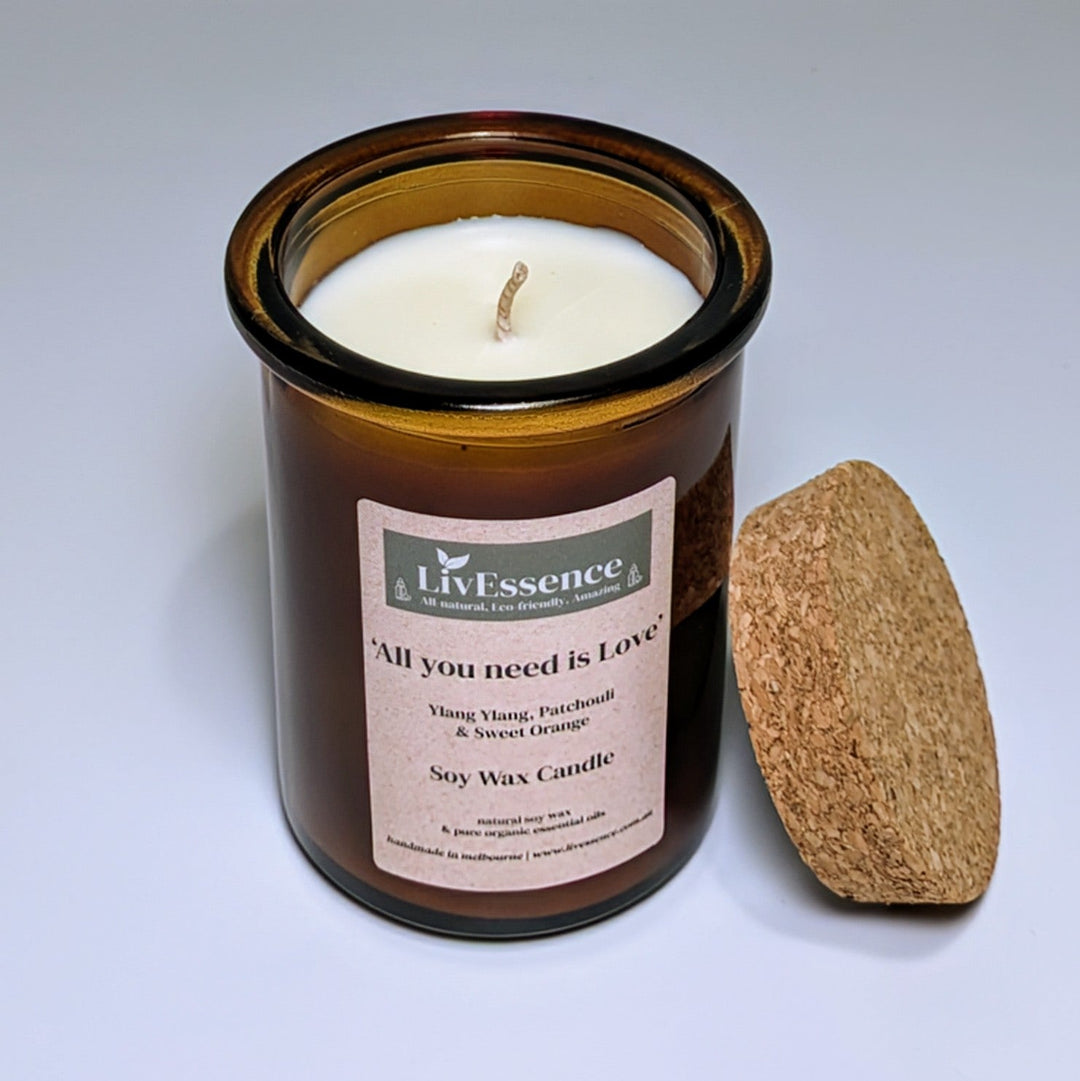 Soy Wax Candle in Apothecary glass - LivEssence